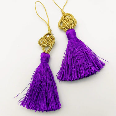 Purple Tassels Artificial Silk Tassel, Gold Celtic Knot Tassels, Earring Tassel